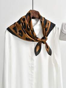 1 Piece Of Men's Leopard Print Satin Square Scarf Multifunctional Headscarf Neck Scarf Hair Accessories For Daily Wear - Black Camel - View 6