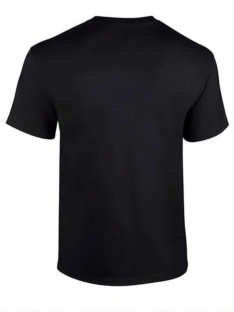 Men's Pure Cotton Short-Sleeved T-Shirt Casual Oversized Baseball Print Graphic Tee Summer Sports Style Top - 黑色 - 查看 2