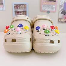 12pcs Cute 3D Mushroom Character Shoe Charms, DIY Shoe Accessories, Multi-Functional Shoe Clips For Garden Shoes, Sandals, Slippers, Beach Bags, Perfect Birthday Party Gift - Multicolor - View 2