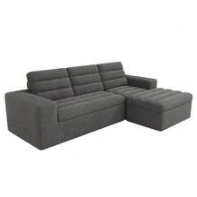 Modular L-Shaped Corner Sofa, Frameless Design, Cloud Sofa, Combinable At Will, Ideal For Living Rooms And Apartments, No Assembly Required, In Beige Corduroy Fabric. - Dark Grey - View 8