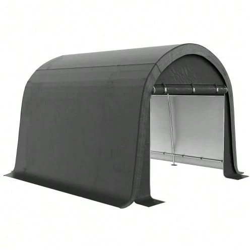 3x3m Garden Shed, Coated With An Aluminium Membrane With UV Protection, Water-Repellent, Made Of Steel And Grey Polyethylene, With Two Sectional Doors. - 灰色 - 查看 1