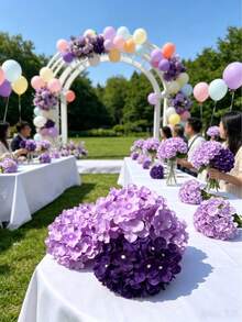 1朵高品質紫色人造繡球花，DIY婚禮花束、派對、客廳、花園、飯店、辦公室、情人節、母親節、返校裝飾、花園派對裝飾、DIY拱門花環裝飾，美學風格 - 淡紫色 - 查看 6