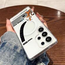 Disney-Handyhülle, Cartoon-Tigger mit schwarzen Linien, süßer und personalisierter Stil, unterstützt MagSafe, passend für Galaxy S22, S22PLUS, S22ULTRA, S23FE, S24, S23PLUS, S24ULTRA, S23ULTRA, S24FE, S24PLUS, S25, S25PLUS, S25ULTRA, aus Acryl, transparente Vollschutz-Hülle - Transparent - Übersicht 4