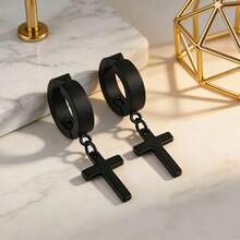 11 Pcs/Set Punk Hip Hop Clip-On Earrings, Stud Ear Cuffs, Feather Dangle Ear Cuffs, Stainless Steel Non-Piercing Ear Cuffs, For Men - Ear Clip - View 6