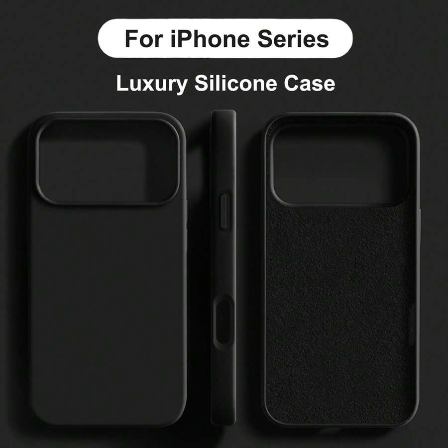 液態矽膠 3 層全包覆軟膠手機殼,適用於 iPhone 17 Pro 17 Pro Max 17,清新夏季配色,防震保護殼附防刮微纖維內裡,相容 iPhone 13 11 16 Pro Max 15 14 Plus 12 Mini XS Max 7 8 Plus - 黑色 - 查看 1