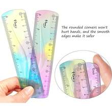 2 piezas Regla flexible, Regla flexible de 6 pulgadas para niños, Regla de plástico blando, Regla escolar para niños, Regla flexible de color degradado, Regla blanda para niños, Regla de aula para estudiantes con marcas de centímetros y pulgadas - 1 - Ver 6