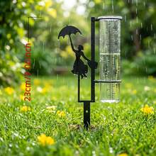 2件組：持傘女性黑色框架 + 玻璃雨量計，適合戶外露台、花園、陽台使用，兼具裝飾與實用功能 - 優雅女人 - 查看 5