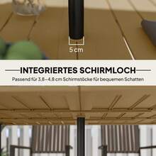 150x90cm Garden Table, Weather-Resistant Balcony Table Made Of Steel, With Umbrella Hole, Brown Color. - 棕色 - 查看 6