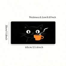 Dieses große Gaming-Mauspad zeigt eine Cartoon-schwarze Katze, die eine Tasse Kaffee hält, und hat eine rutschfeste, waschbare Gummiboden. Geeignet für verschiedene Szenarien, in mehreren Größen erhältlich. - Mauspad - Übersicht 8
