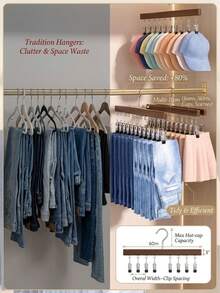 [12 Clips/1 Pack] Japanese Modern Minimalist Wooden Multi-Layer Pants Rack, Space-Saving Multi-Layer Wardrobe Storage Rack With Adjustable Non-Slip Clips, 360° Rotating Hooks, Wind-Resistant Drying Rack, Suitable For Skirts, Jeans, Shorts, Socks, Hats, College Dorm Essentials, Wardrobe Organizer, Outdoor Camping, Travel, Cruise, Multi-Functional Large Capacity Space-Saving Storage Rack, Strong Non-Slip Pants Clips, Wardrobe Organizer, Multi-Functional Hanging Pants Rack, Home Storage Organizer, Laundry Room Accessories, Strong Load-Bearing Clips, Anti-Fall, Bathroom, Apartment Essentials, Hanging Hooks, Clothes Rack - Multicolor - View 5