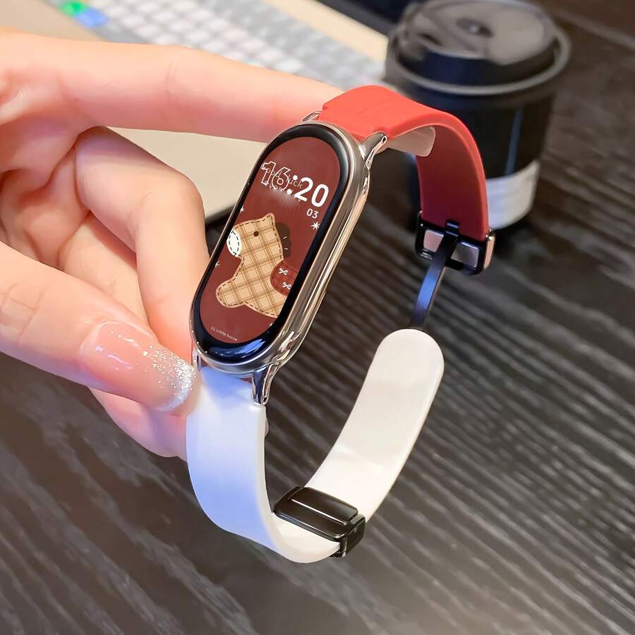 Daily Watch Band, Beautiful And Elegant, Small And Exquisite. Featuring Dopamine Color Palette Patchwork Silicone Band Design, Breathable And Comfortable, Compatible With Xiaomi Band 10/9/8. Quick-Release Design, NFC Version Shared Function, Beautiful And Elegant Watch Band, Couple Smart Sports Watch Band Accessory, Multiple Options, Multiple Matching, Suitable For Gifting - Multicolor - View 1