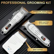 HIENA Premium Silver 3-in-1 Hair Clipper Set, Alat Cukur Rambut LED Nirkabel, Kombinasi Pemangkas dan Pencukur Presisi, Pengisian Cepat USB, Dengan Aksesoris Lengkap, Cocok Untuk Penggunaan Salon Profesional Dan Potong Rambut di Rumah, Hadiah Pria yang Modis dan Praktis - View 6