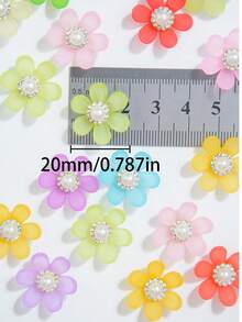 10-150pcs 20mm Multicolor Six-Petal Sunflowers, With Semi-Transparent Petals And A White High-Gloss Pearl, Sparkly Rhinestone Center, Can Be Used For Bows, Brooches, Buttons, Crowns, Fashion Accessories, DIY Craft Materials - Colorful White Pearl Sunflower - View 2