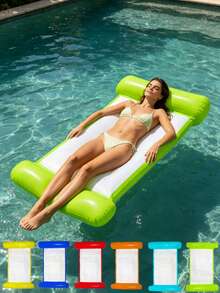 chongqishuishangfuchuang 1pc Inflatable Float, Minimalist Dual Tube Design, Solid Color , PVC Material, Suitable For Water, Pool, Beach, Theme Party, Water Inflatable Float, Water Resting Seat, Inflatable Floating Object, Air Pump Sold Separately - Double-tube Solid Color Floating Bed - View 1