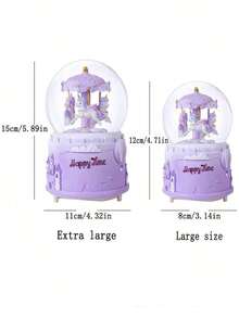 1pc Castle Crystal Ball Dreamy Snowing Music Box Glowing Christmas Gift For Boys And Girls Home Decor Ornament (Battery Not Included) - Blue - View 4