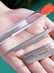 20pcs Big Eye Needle Threader Set, Traditional Steel Needles For Elderly, Handwork Sewing Clothes & Quilts (Random Color Needle Holder: Red Or Blue), Fine Needles For Handmade Sewing, Clothes, Quilts, Embroidery - Multicolor - View 3