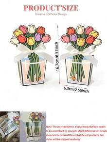 10個3D花卉山頂盒附緞帶,鬱金香花束派對零食盒 - 迷你禮品袋,適用於派對贈品、生日、婚禮、母親節、餅乾、糖果和萬聖節 - A - 查看 9