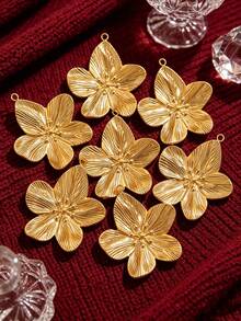 5pcs Stainless Steel 18K Gold-Plated Charms: Fashionable Heart-Shaped Flower Pendant Necklace And Earrings-DIY Jewelry Making Bag Charms Trinkets - Pendants - View 5