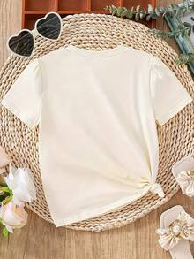100% Cotton Unisex Tee, Star & Ladybug Print, Vintage Style, Premium Fabric, Summer Graphic Top, Ideal For Daily Wear & Holiday Gifts - Light Apricot - 查看 3
