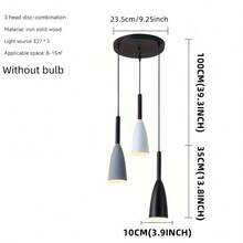 1PC, Nordic Style E27 Warm White Pendant Light Suitable For Kitchen, Living Room, Cafe, Pendant Light, Single Head, Triple Head, Macaron Color (Bulb Not Included) - Black - View 7