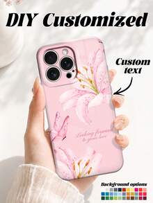夏季 1 件花卉客製化家人朋友情侶姓名文字防摔透明手機殼，適用於 iPhone 11/12/13/14/15/16/16 Pro/16 Plus/16 Pro Max/17 Pro Max/S26/S25/A56/A55 及其他 Android 機型，送給朋友的禮物 - 彩色 - 查看 2