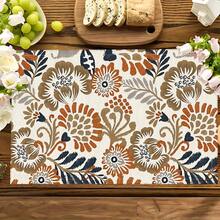 1pc/4pcs/6pcs, Home Decor, Retro Pattern Printed Linen Placemats, Suitable For Dining Table, All-Season Decoration For Spring Summer Autumn Winter, Modern Style Washable Table Mats, Room Decoration, Table Mats, Coasters, Kitchen Dining Table Mats, Indoor Outdoor Party Decoration, Home Decor, Ideal Gift - Multicolor - View 4