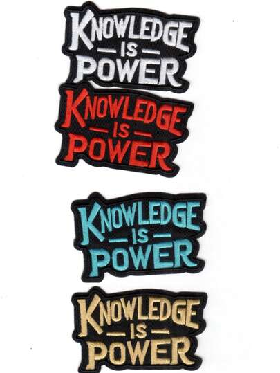 Parche termoadhesivo con patrón KNOWLEDGE IS POWER - Parche bordado DIY, Parche de corazón para coser/planchar, Adecuado para ropa, chaquetas, sombreros, mochilas, jeans, insignias decorativas