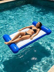 chongqishuishangfuchuang 1pc Inflatable Float, Minimalist Dual Tube Design, Solid Color , PVC Material, Suitable For Water, Pool, Beach, Theme Party, Water Inflatable Float, Water Resting Seat, Inflatable Floating Object, Air Pump Sold Separately - Double-tube Solid Color Floating Bed - View 7
