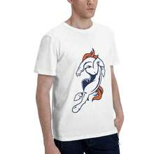 Denver Broncos Men's T-Shirt, Soft And Stretchy Cotton, Crew Neck, Comfortable Slim Fit, Breathable And Durable, Basic For Everyday Wear, Office Or Casual Outings - 白色 - 查看 5