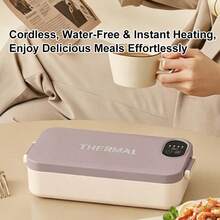 Electric Heated Lunch Box, Rechargeable Stainless Steel Thermal Lunch Box, Plug-In USB Portable Heated Lunch Box, Suitable For Car/Truck/Work/Home Heating Lunch, Truck Driver Exclusive, No Water Needed, Office/Worker Friendly, Keeps Food Warm - Multicolor - View 8