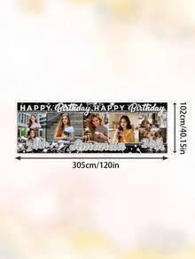 Individuelles Foto-Geburtstagsbanner, personalisierter Name & Alter Happy Birthday Hintergrund, anpassbar mit mehreren Fotos & Text, 21. 24. 30. 40. Geburtstagsparty Dekorationen für Frauen, wandmontiertes Foto-Collage Geburtstagsbanner - Verschiedenfarbig - Übersicht 13
