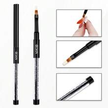 1 pieza Pincel para uñas con degradado y mango de strass, adecuado para coloreado degradado y dibujo de líneas de gel UV, herramienta profesional para arte de uñas - Negro - Ver 6