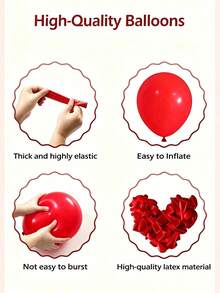 112Pcs Matte Vibrant Red Balloon Garland Arch Kit, Elegant Romantic Luxury Decor For Wedding, Engagement, Proposal, Birthday, Valentine, Anniversary Indoor Welcome Party Backdrop Decoration - 紅色 - 查看 8