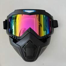 1pc Vintage Motorcycle Riding Face Mask Tactical Protective CS Mask Windproof Sandproof Dustproof Goggles - Multicolor - View 3