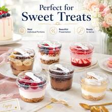 150/15pcs Round Dessert Cups, 5oz/150ml Each, With Spoon Cup Set, Perfect For Parties. Suitable For Yogurt Parfait, Jelly, Fruit Jelly, Yogurt Salad, Etc. Very Practical Dessert Packaging Box - Multicolor - View 4