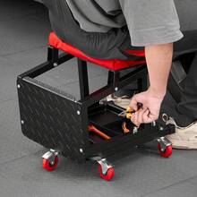 Mechanic Stool, 300 Lbs Capacity Garage Seat/Work Stool With Wheels, 360° Swivel Rolling Workshop Stool With Tool Tray, Mechanics Creeper Seat/Step Stool, For Garage, Shop & Auto Repair, Black - With Casters Without Backrest 1 Pallet - View 1