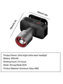 2/1pc Zoomable LED Headlamp With Stepless Dimming, Rechargeable Type-C Headlight With 3 Modes For Outdoor Activities For Outdoor And Indoor Use - 內建電池 - 查看 11