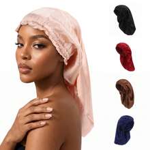 YPGVUO Extra Long Satin Hair Bonnet, Suitable For Braids And Dreadlocks, Silky Sleep Cap With Elastic Band, Solid Color Large Size Hair Bonnet, Women's Nighttime Headscarf - Multicolor - View 6