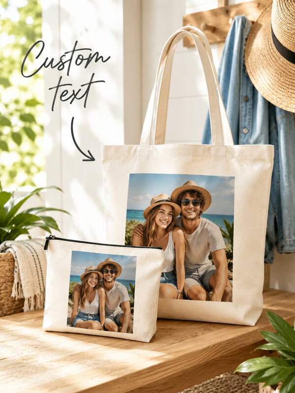 Personalized Customized Tote Bags And Clutches, Provide Your Pictures, Reusable Shopping Bags, Large Capacity Folding Bags, Suitable For Daily Shoppin