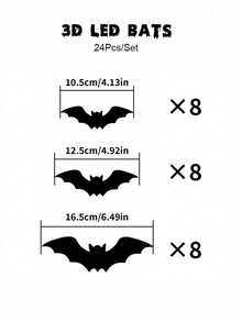 LED Bat Wall Sticker Night Light, 3D Bat Decorative Wall Sticker Light, Suitable For Holidays, Parties, Friends Gatherings, Atmosphere Ambience, Multi-Specification Window Garage Decoration Glowing Flashing Wall Sticker - Wall Sticker Lights - View 12