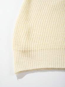 LOOKUN Autumn Winter Solid Color Low Neck Unisex Daily Commute Casual Home Pullover Round Neck Long Sleeve Base Layer Outerwear Short Knit Sweater Top - Apricot - View 11