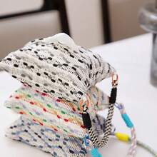 Car Seat Back Tissue Box Holder, Car Hanging Tissue Dispenser, Car Interior Hanging Storage Bag, Creative Cute Tassel Decorative Tissue Carrier, Elegant Fabric Car Tissue Organizer For Vehicle Organization - Grey Stripes - View 5