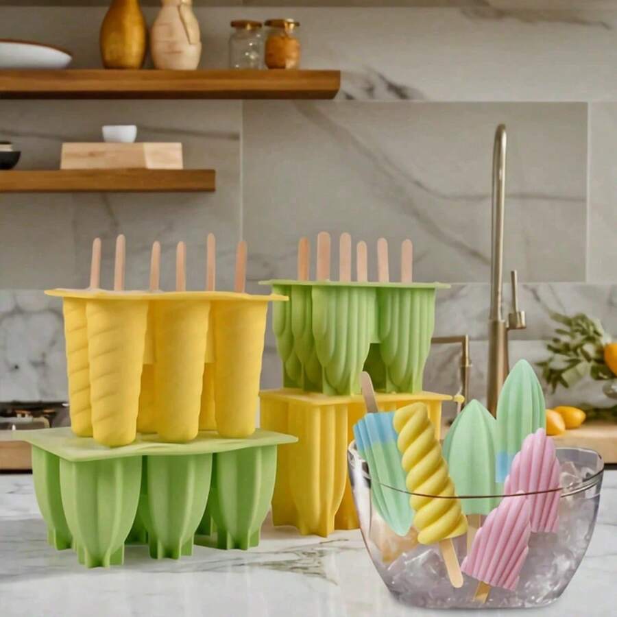 قالب آيس كريم حلزوني ب- 6 تجاويف، قالب مصاصات DIY، حامل مصاصات، صينية مكعبات الثلج، إكسسوارات صنع الثلج، ضروري لعطلة الصيف والشاطئ
