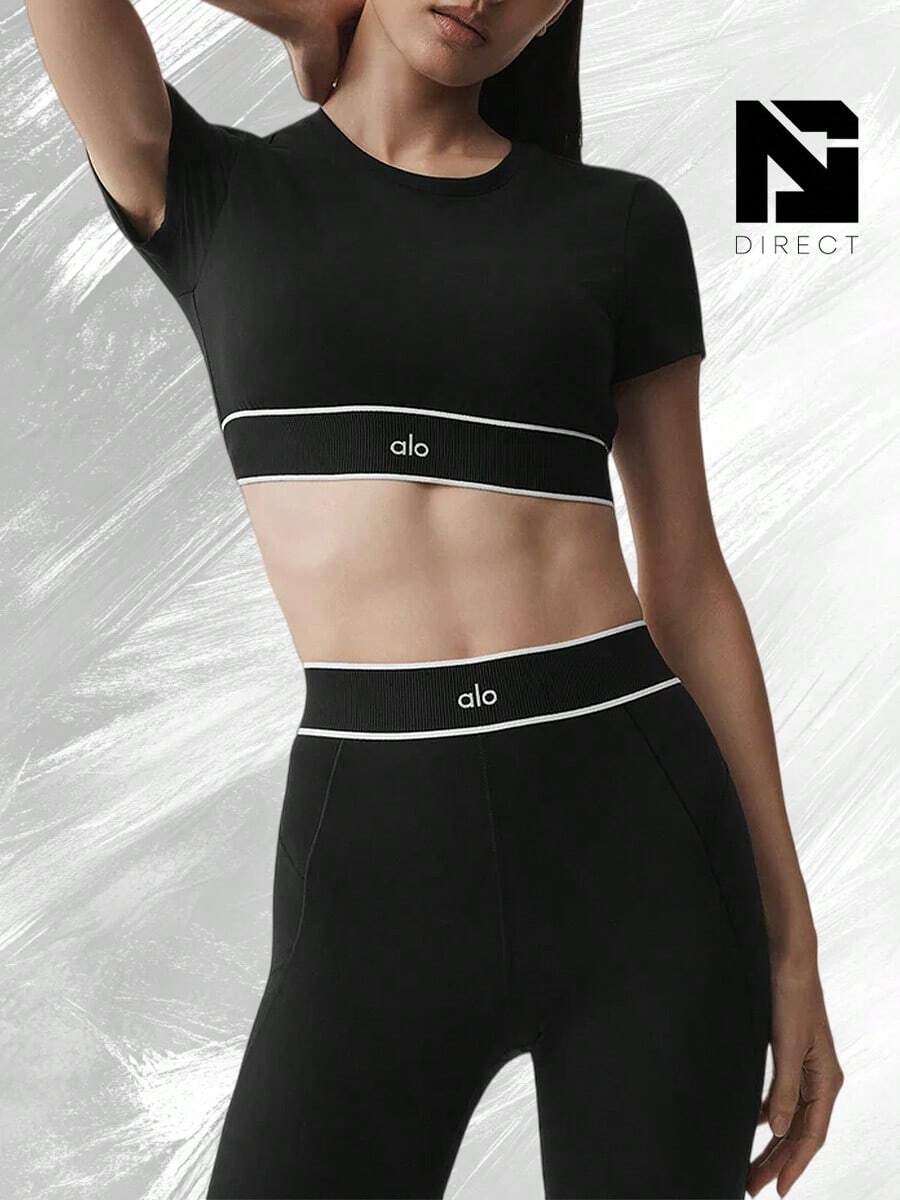 ALO Softsculpt Amp It Up Short Sleeve Bra - 黑色 - 查看 1