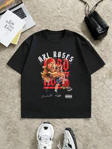 Vintage-T-Shirt With Graphics For A Rockband For Herren, High-Quality Stoff, Bequeme Pa S Form, L?Ssiger Stil, Kunstdruck - White - View 2