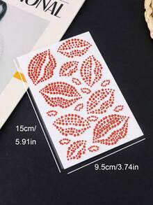 Realistic Red Lip Rhinestone Body Face Gems For Women Jewelry Stickers Shiny Valentine's Day Temporary Face Body Decoration Synthetic Gemstone Lip Design For Parties Photos Party Accessories Event Makeup Cheer Cheerleading Stuff - Multicolor - View 6