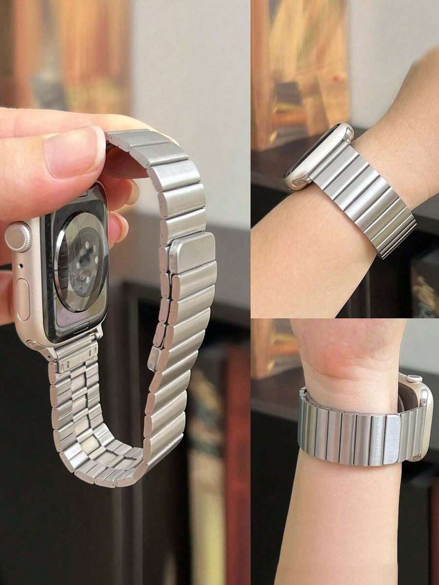 Huastonband 1件磁吸式不鏽鋼金屬錶帶，相容於 38mm/40mm/41mm/42mm/44mm/45mm/49mm/46mm，適用於 Ultra/SE/S10/S9/8/7/6/5/4/3 系列。佩戴舒適，適合四季。智慧手錶配件錶帶，女性配件夏季海灘派對聚會、母親節、畢業季、返校季學生同學禮物