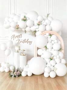 White Balloons 135 Pcs Different Sizes 36 18 12 10 5 Inch Latex Balloons Matte Arch Kit Garland For Birthday Graduation Baby Shower Anniversary Wedding Party Decorations - 白色 - 查看 1