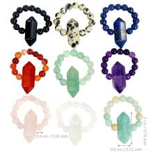 1PC Natural Crystal Chakra Double Point Tower Beaded Stretch Rings, Multiple Types Polished Healing Spiritual Meditation Crystal Jewelry Gift - Double-pointed Bead Ring - View 7