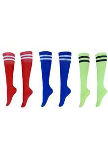 3 Pairs Kids Knee-High Soccer Socks, Long Sports Socks, Suitable For 3-8 Years Old Children Daily School Wear, Back To School, First Day Of School - Multicolor - View 18